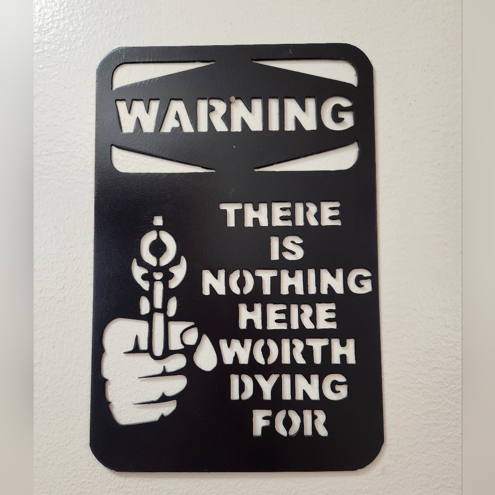 Black Metal Warning Sign
